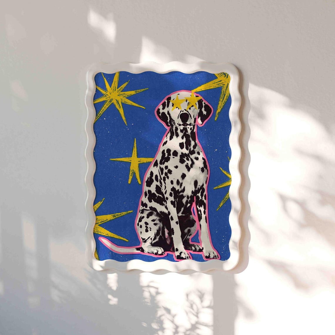 Funky Dalmatian Star Eyes Poster, Retro Dog Illustration, Maximalist ...