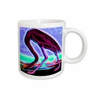 Funky Digital Neon Glow Fractal Effect Neck Crouching Pink Flamingo and Ocean Scene 11oz Mug mug-118494-1