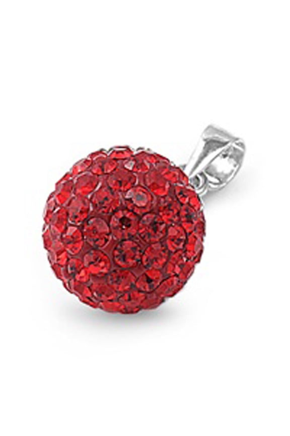 Funky Disco Ball Pendant Simulated Ruby .925 Sterling Silver Sparkly Charm Jewelry Female Unisex