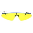 thumbnail image 1 of Funky Disco Flat Top Robotic Metal Half Rim Shield Triangle Sunglasses Blue Solid Yellow, 1 of 4