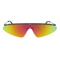thumbnail image 1 of Funky Disco Flat Top Robotic Metal Half Rim Shield Triangle Sunglasses Gunmetal Orange Mirror, 1 of 4