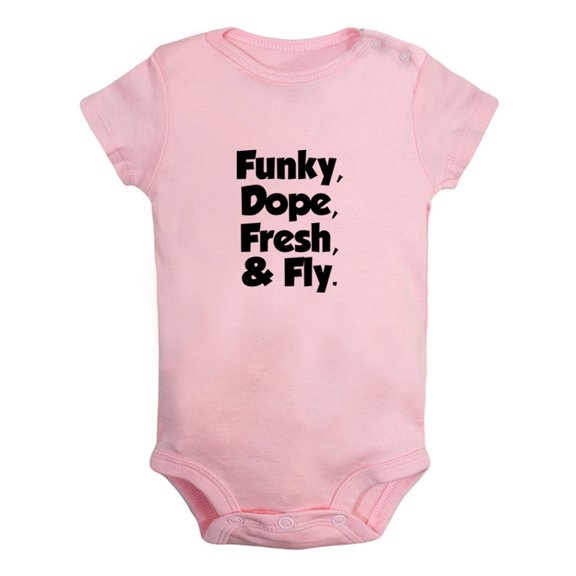 Funky Dope Fresh & Fly Funny Rompers For Babies, Newborn Baby Unisex Bodysuits, Infant Jumpsuits, Toddler 0-12 Months Kids One-Piece Oufits (Pink, 12-18 Months)