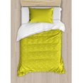 thumbnail image 1 of Funky Duvet Cover Set Twin Size, Vertically Placed Thin Stripes Nonparallel with Oval Like Details Simple Art, Decorative 2 Piece Bedding Set with 1 Pillow Sham, Yellow Green, by Ambesonne, 1 of 3