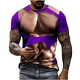 thumbnail image 1 of Funky Fake Muscle Tee Shirts Mens 2024 Christmas T-shirt 3D Graphic Shirts Casual Short Sleeve Tops for Party S-5XL, 1 of 6