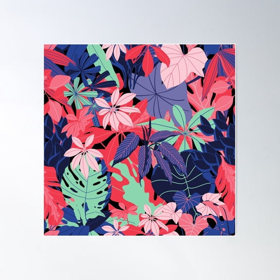 Funky Flora Pattern Poster Wall Art, Modern Wall Decor For Living Room Bedroom, 30x30 UNFRAMED