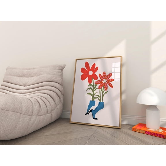 Funky Floral Art Poster: High Heel Flower Poster Pdf & Jpg, Unframed Poster Size 24x36