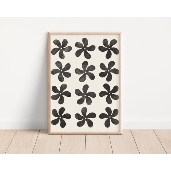 Stay Funky Funky Flower Black And White 70S Poster, Botanical Bedroom And Living ...
