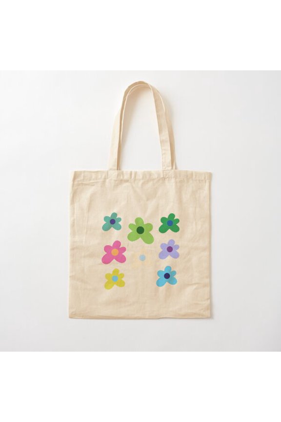 Funky Flower Pattern Canvas Tote Bags, Reusable Shopping Bag