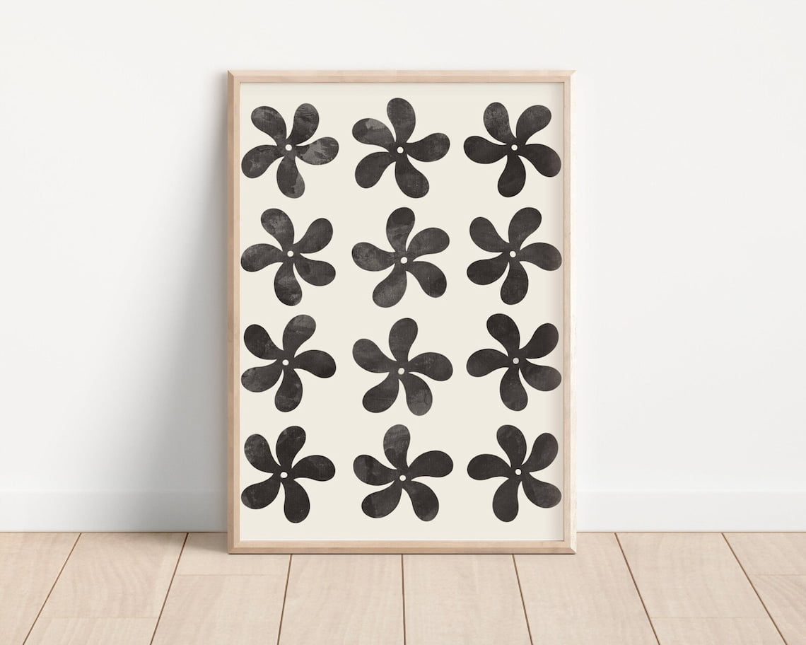 Funky Flower Wall Art Print, Retro 70s Decor - Walmart.com