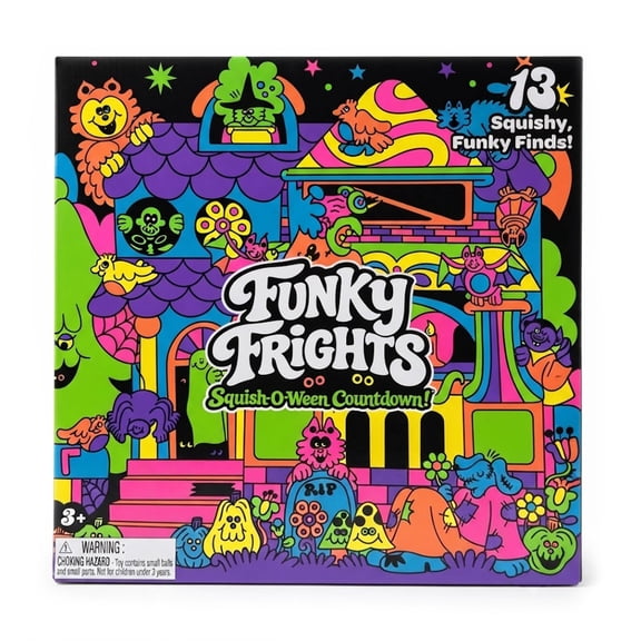 Funky Frights Halloween Advent Calendar 13 Days, Spooky Squishy Slow Rise Stress Relief Toys Countdown Gift Box for Kids Teens Halloween Party Favors