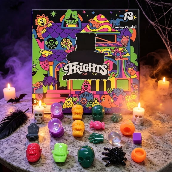 Funky Frights Halloween Squishy Advent Calendar, 13-Day Countdown Blind Box with Collectible Monster Squishies, Stress Relief Toys for Kids & Teens, Holiday Gift