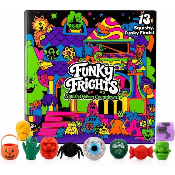 Funky Frights SquishOWeen Countdown Advent Calendar with Halloween Stress Balls Collection