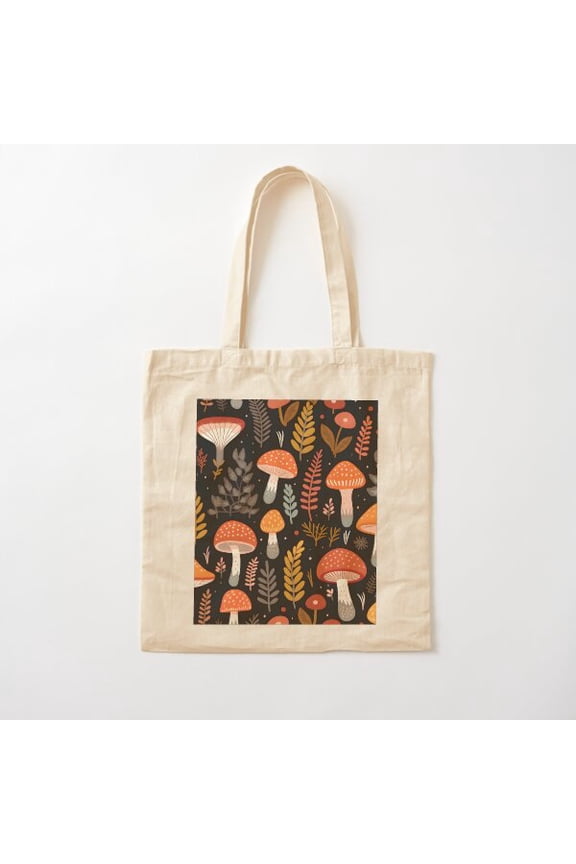 Funky Fungi Mushroom Party Canvas Tote Bags, Reusable Shopping Bag
