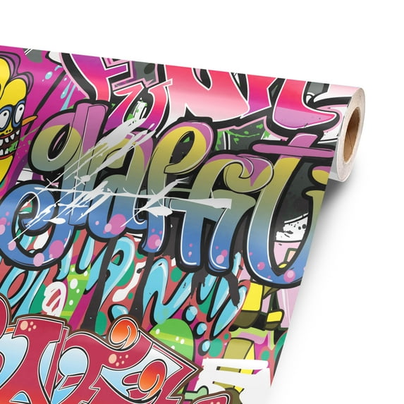 Funky Graffiti 96” x 52” Vinyl Wrap Sheet for large or custom items | 3M wrap DIY to custom skin gear of all types and sizes, including vehicles, boats, appliances, furniture, atv’s,