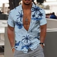 thumbnail image 1 of Funky Hawaiian Shirt for Men Palm Beach Shirts Tropical Vacation Clothes Floral Button Down Shirts Tropical Holiday Beach Shirts Blue XL, 1 of 2