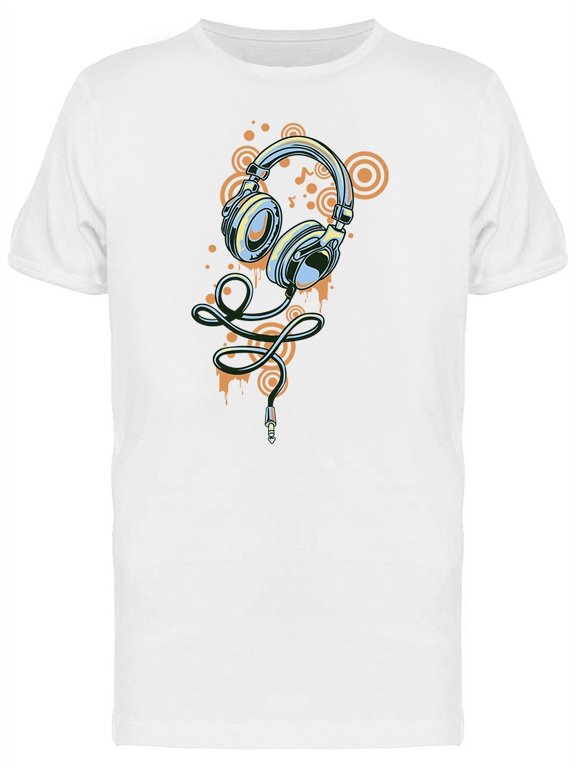Funky Headphones Graffiti T-Shirt Men -Image by Shutterstock, Male Large