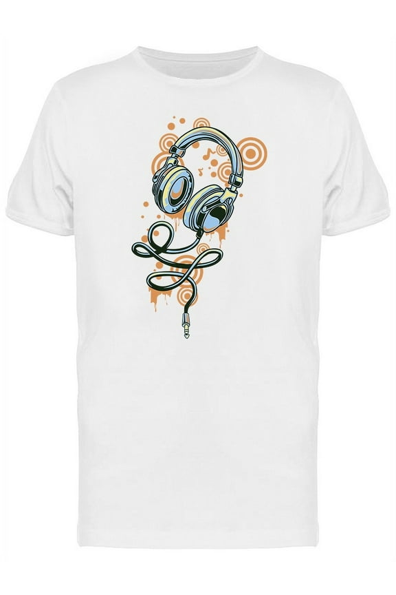 Funky Headphones Graffiti T-Shirt Men -Image by Shutterstock, Male Large