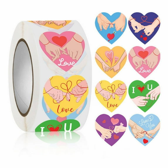 Funky Heart Roll Stickers, Valentines Heart Stickers, Multifarious Love Stickers for Gift Decoration, Valentine's Day Colorful Heart Shaped Stickers
