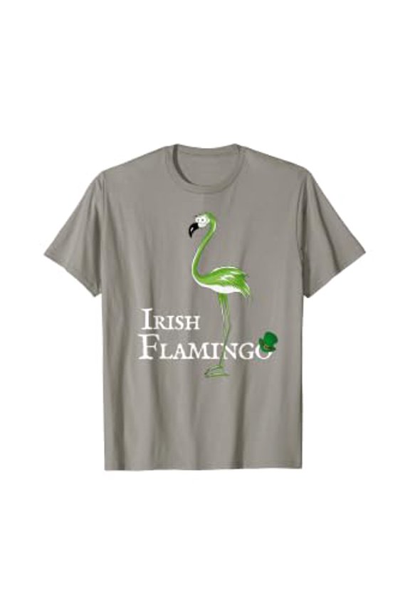 Funky Irish Flamingo Apparel Green Bird St Pattys Day Tshirt