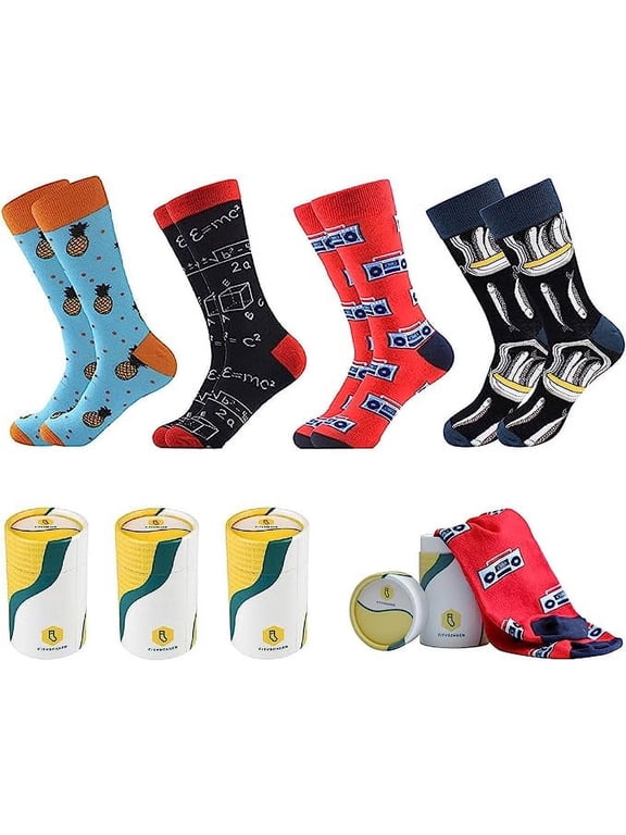 Funky Jazzy Dress Crew Socks For Both Men and Women 4 Pack