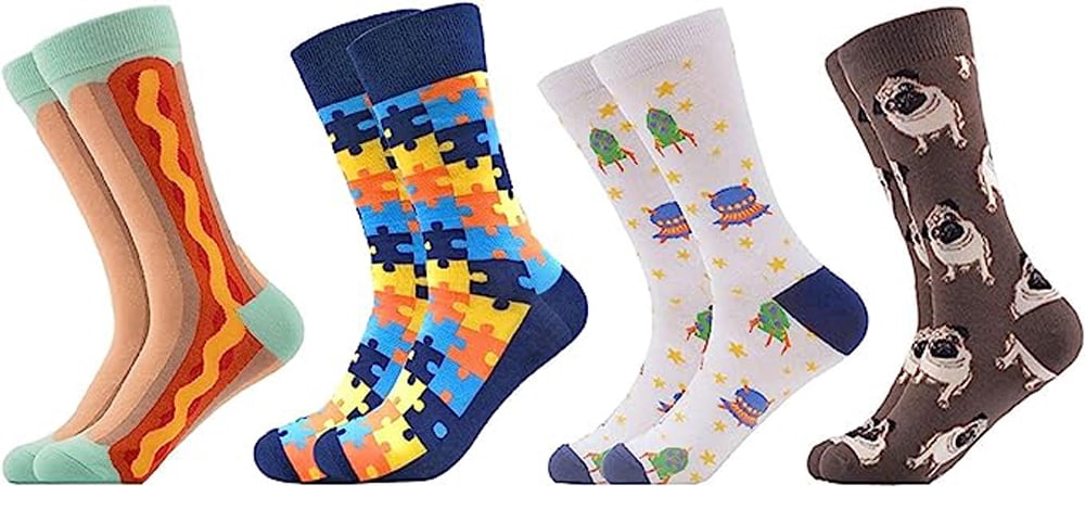 Funky Jazzy Dress Crew Socks For Both Men and Women 4 Pack