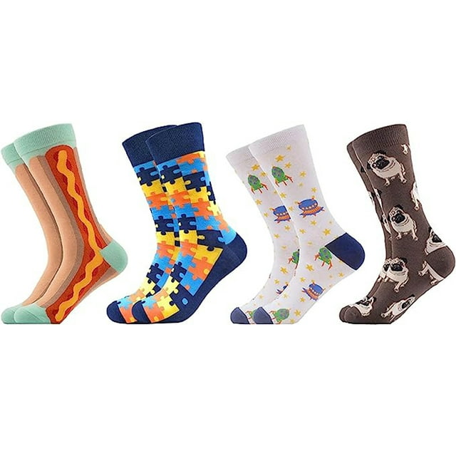 Funky Jazzy Dress Crew Socks For Both Men and Women 4 Pack