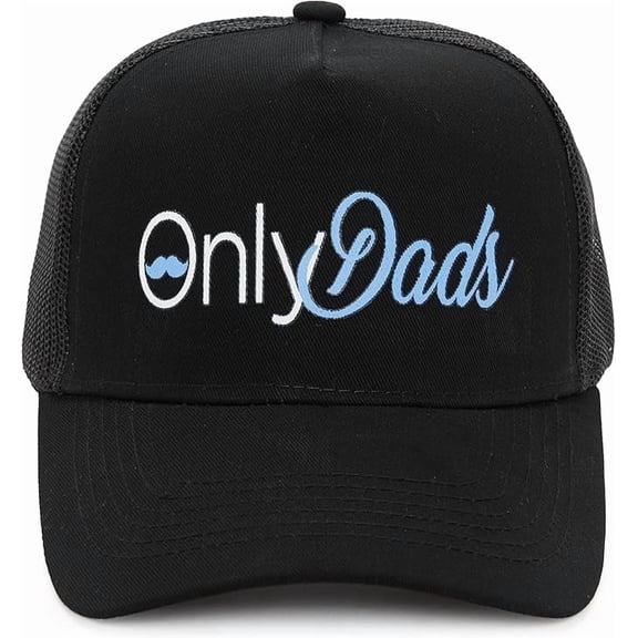 Funky Junque 5-Panel Structured Mesh Trucker Hat for Men and Women - Only Dads - Black