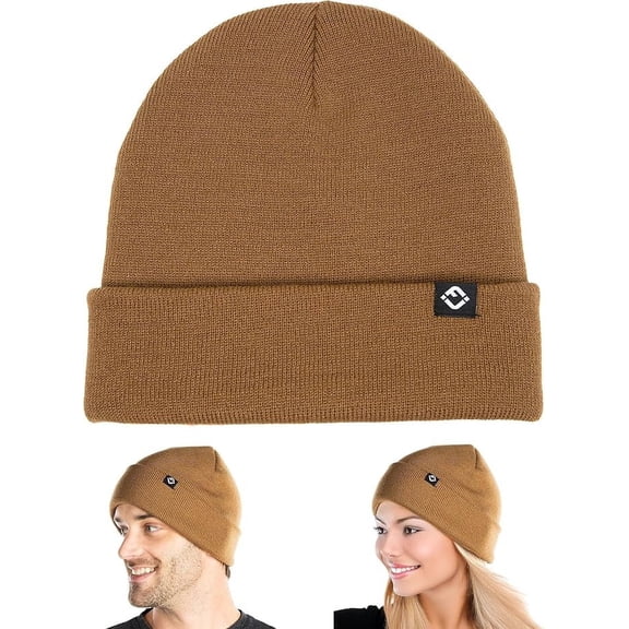 Funky Junque Acrylic Knit Beanie - Light Brown