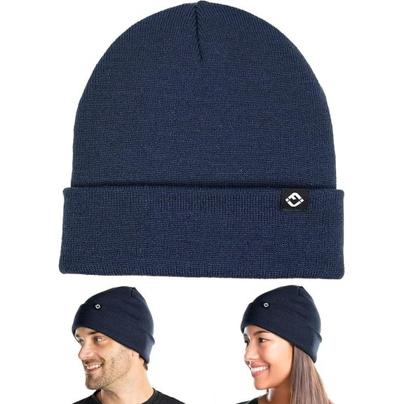 Funky Junque Acrylic Knit Beanie - Navy