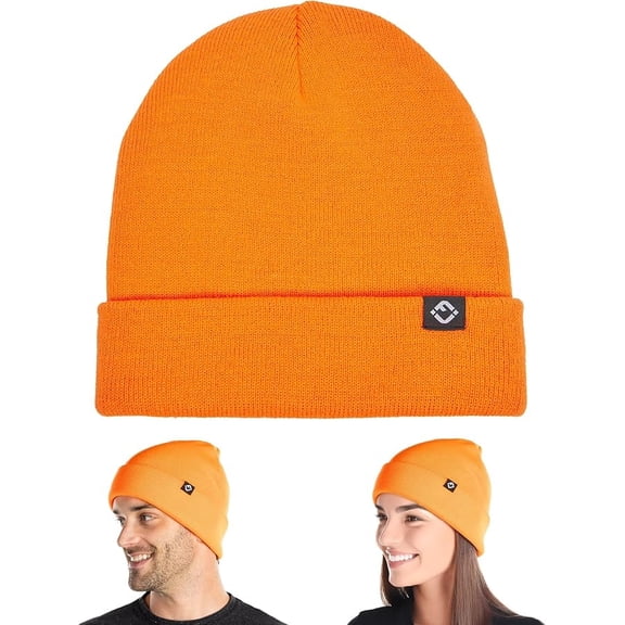 Funky Junque Acrylic Knit Beanie - Neon Orange