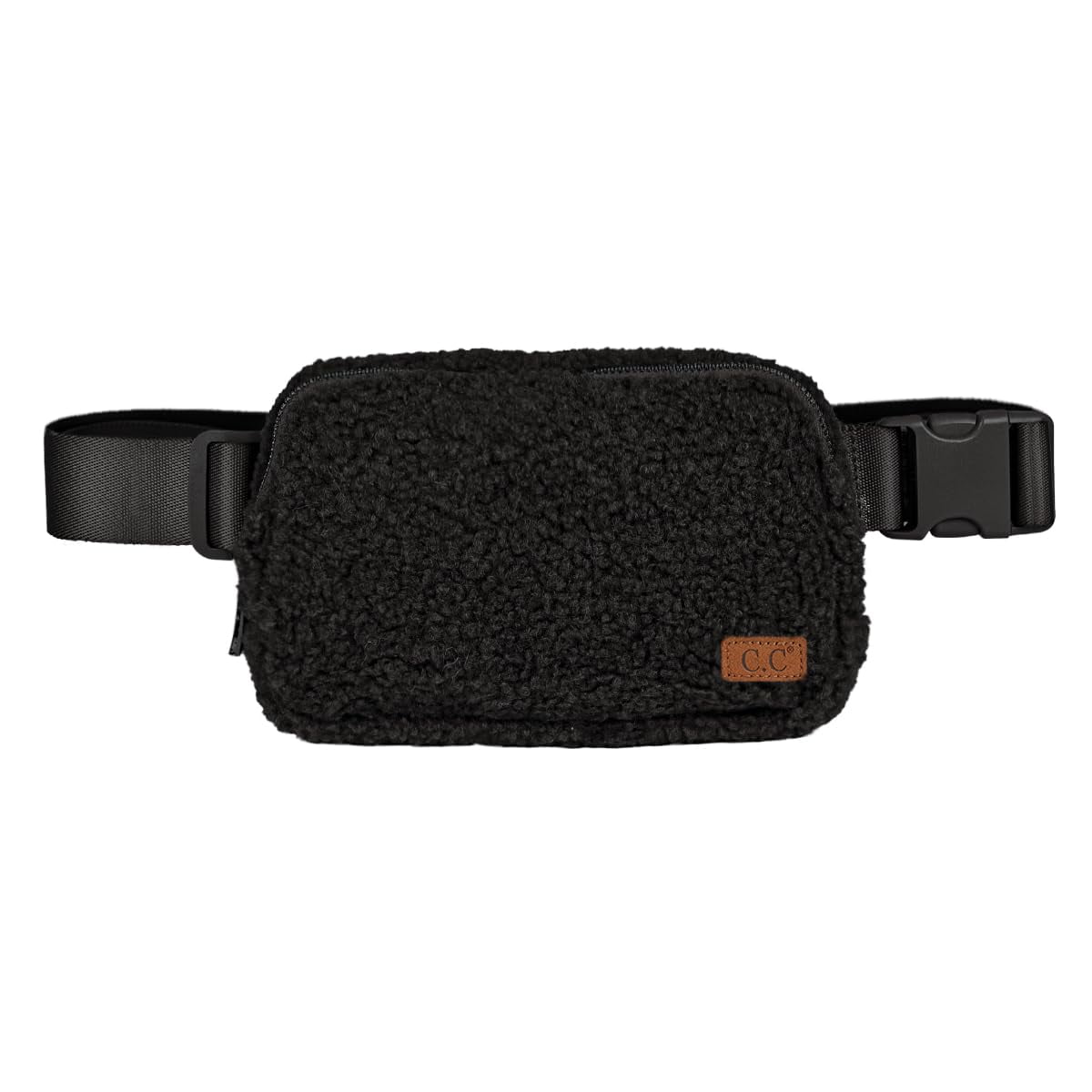 Funky Junque Belt Bag Fanny Pack for Women - Sherpa - Black