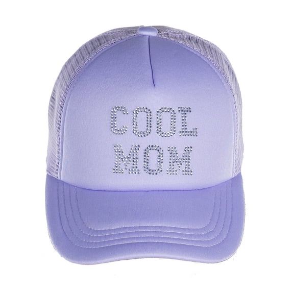 Women’s Rhinestone Trucker Hat - Cool Mom (Lavender)