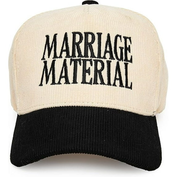 Funky Junque Corduroy Trucker Hat – Vintage Two-Tone Adjustable Snapback Baseball Cap - Marriage Material - Black/Beige