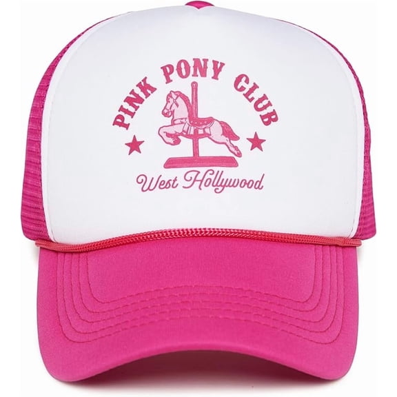 Funky Junque Foam Snapback Trucker Hat - Pink Pony Club - White/Hot Pink