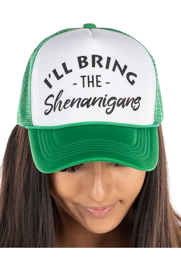 Foam Trucker Hat - I'll Bring The Shenanigans (White/Kelly Green)