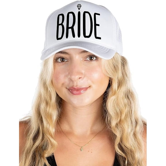 Funky Junque Foam Trucker Party Hat - Bride (White)