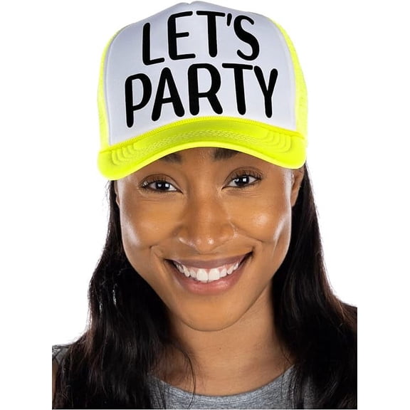 Funky Junque Foam Trucker Party Hat - Let's Party - (Neon Yellow/White)