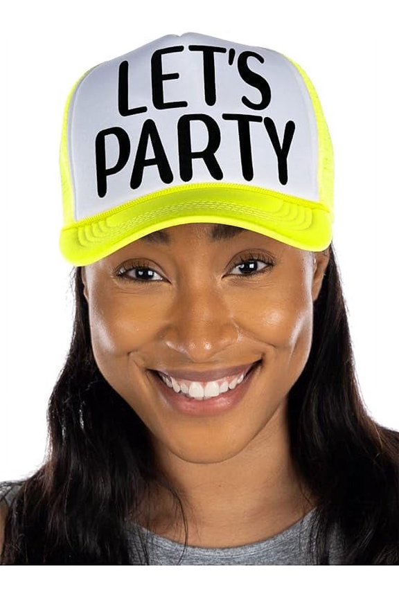 Foam Trucker Party Hat - Let's Party - (Neon Yellow/White)