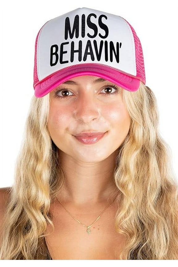 Foam Trucker Party Hat - Miss Behavin' (Hot Pink/White)