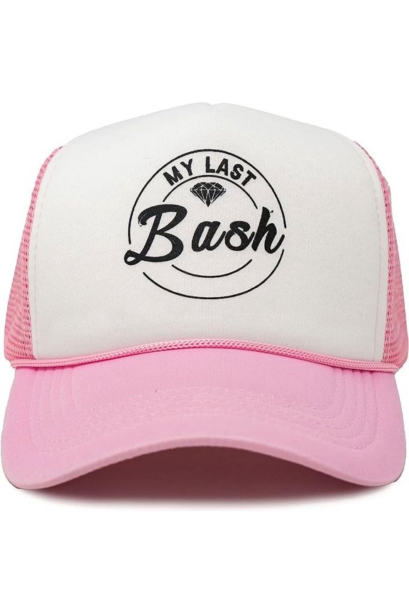 Foam Trucker Party Hat - My Last Bash (Light Pink/White)