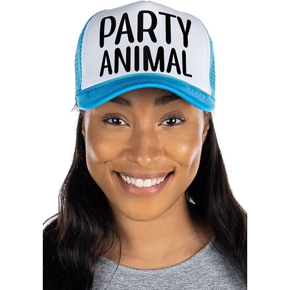 Funky Junque Foam Trucker Party Hat - Party Animal (Aqua/White)