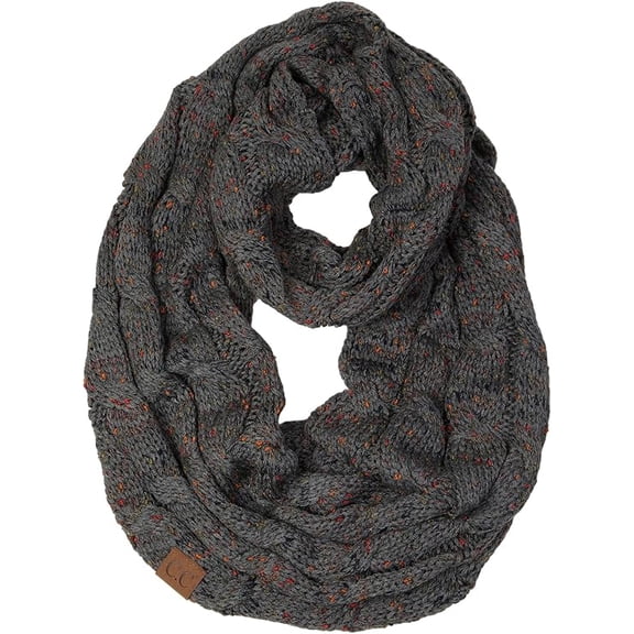 Funky Junque Infinity Scarf for Women - Oversized Wrap, Chunky Layer, Colorful Sweater Accessory, Winter Styles, Fall Fashion, Cozy Cold-Weather Essentials - Confetti Charcoal