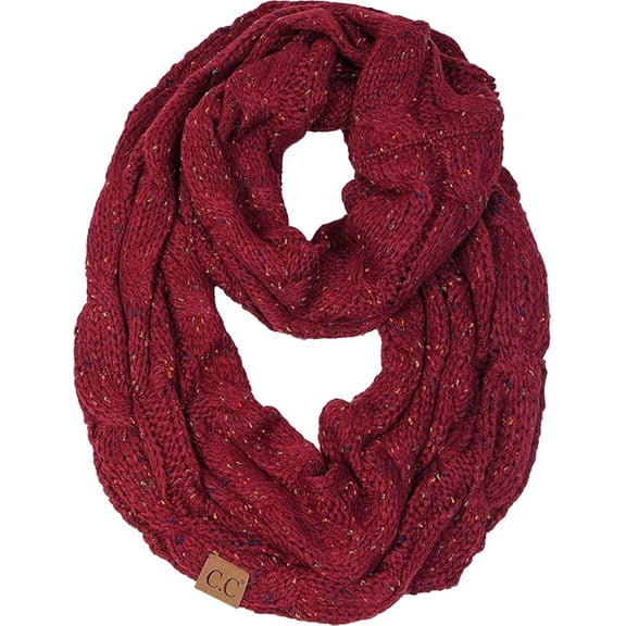 Funky Junque Infinity Scarf for Women - Oversized Wrap, Chunky Layer, Colorful Sweater Accessory, Winter Styles, Fall Fashion, Cozy Cold-Weather Essentials - Confetti Burgundy