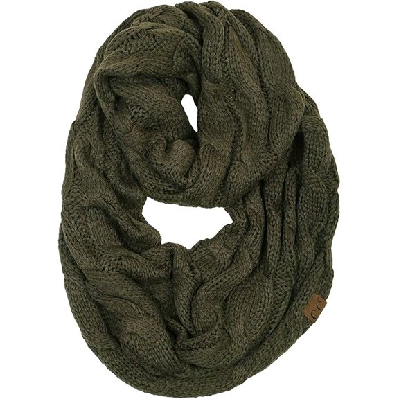 Funky Junque Infinity Scarf for Women - Oversized Wrap, Chunky Layer, Colorful Sweater Accessory, Winter Styles, Fall Fashion, Cozy Cold-Weather Essentials - Dark Olive