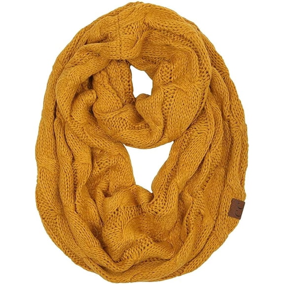 Funky Junque Infinity Scarf for Women - Oversized Wrap, Chunky Layer, Colorful Sweater Accessory, Winter Styles, Fall Fashion, Cozy Cold-Weather Essentials - Mustard