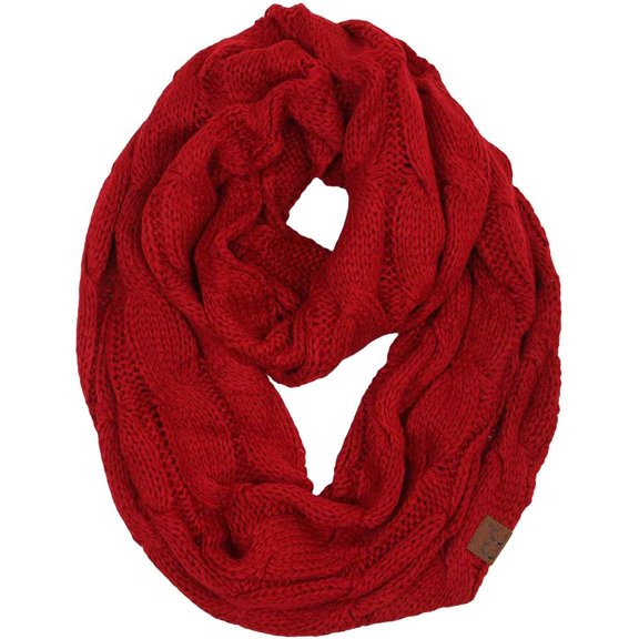 Funky Junque Infinity Scarf for Women - Oversized Wrap, Chunky Layer, Colorful Sweater Accessory, Winter Styles, Fall Fashion, Cozy Cold-Weather Essentials - Red