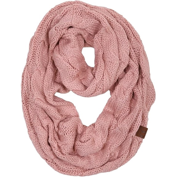 Funky Junque Infinity Scarf for Women - Oversized Wrap, Chunky Layer, Colorful Sweater Accessory, Winter Styles, Fall Fashion, Cozy Cold-Weather Essentials - Rose (Lined)