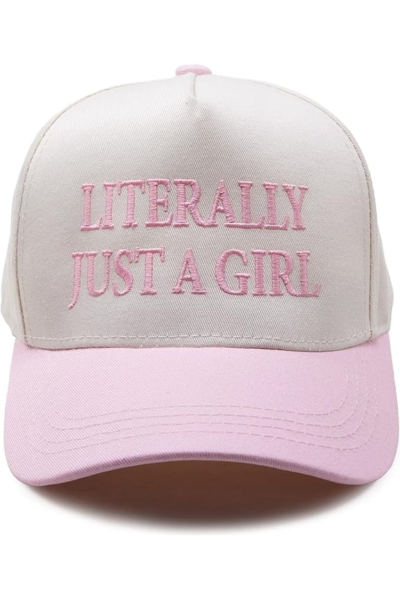 Kids Trucker Hat Baseball Cap - Literally Just a Girl - Rose/Beige (Small - 12-24 Months)