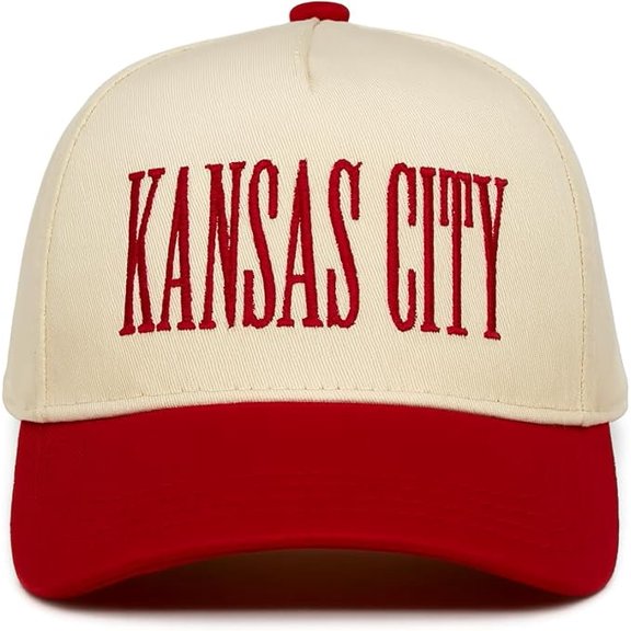 Funky Junque Kids Trucker Hat Baseball Cap - Two Tone Vintage Baby Baseball Cap, Infant Baseball Hat, Toddler Snapback Hat - Kansas City - Red/Beige (Small - 12-24 Months)