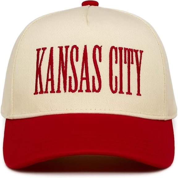 Funky Junque Kids Trucker Hat Baseball Cap - Two Tone Vintage Baby Baseball Cap, Infant Baseball Hat, Toddler Snapback Hat - Kansas City - Red/Beige (X-Small - 0-12 Months)